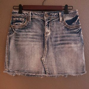 Distressed Denim Skirt